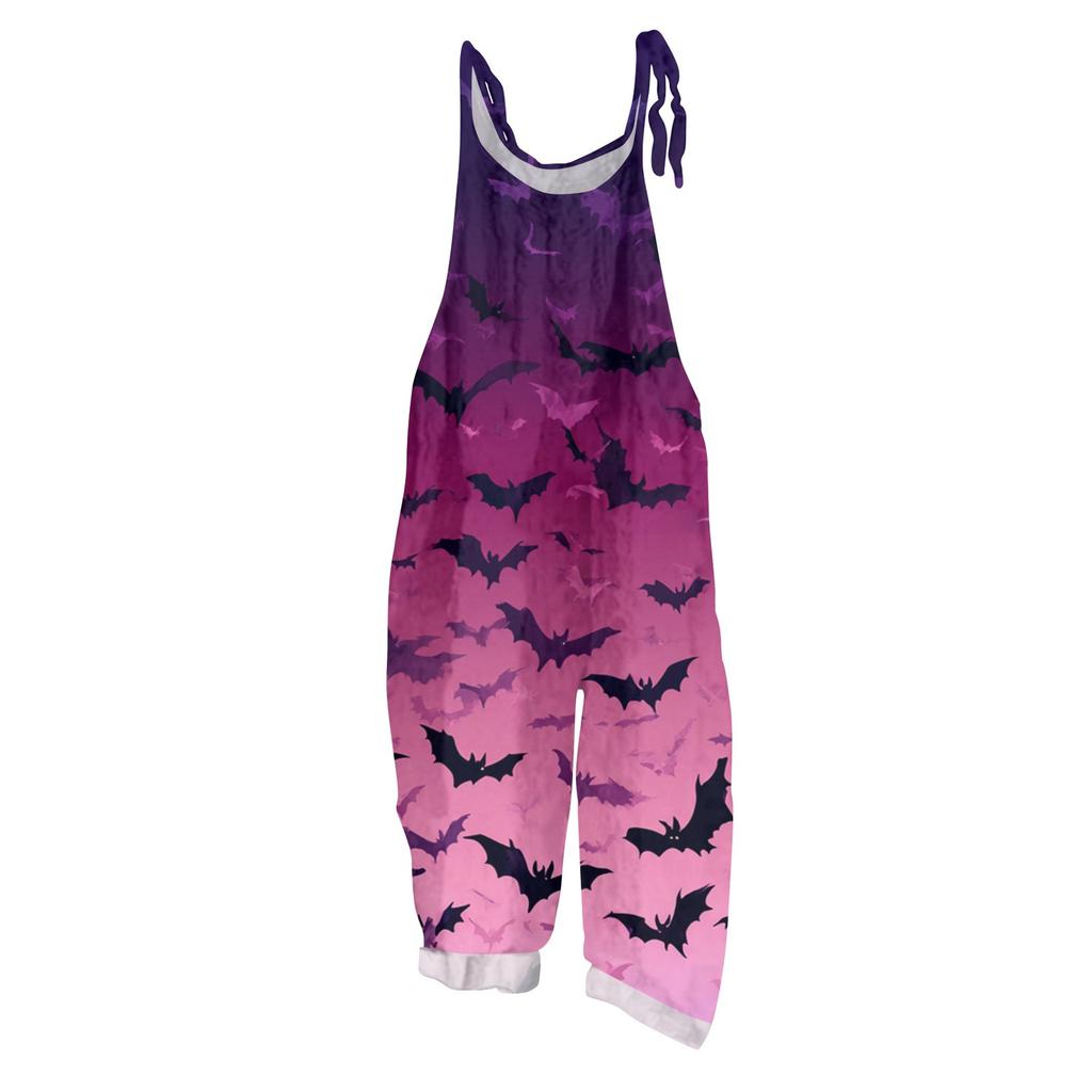 Women's Jumpsuit  Print Casual Loose Vintage Shoulder Strap Cotton Linen