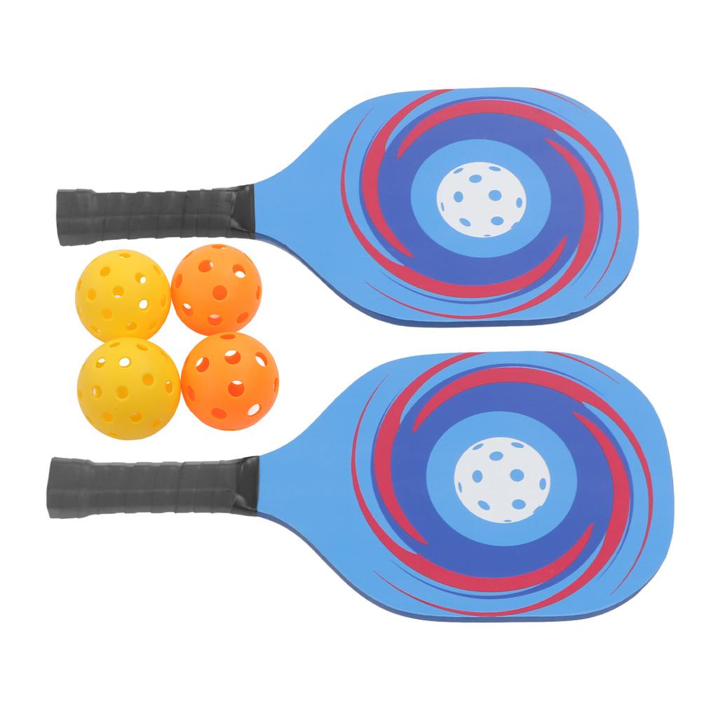 Pickleball Paddles Set Lightweight 2Pcs Wooden Blue Pickleball Rackets with 4 Balls and Carry Bag