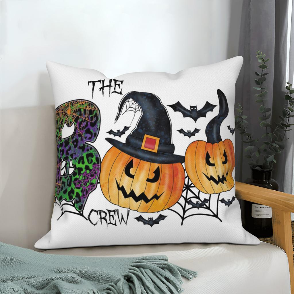 Halloween Throw Pillow Covers Pumpkin Ghost Witchy Linen Sofa Bed Pillowcase Square Cushion Cover Spooky Halloween Party Decor