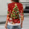 Women's Stylish Casual Christmas Print V-Neck Button Three-Quarter Sleeve T-Shirt