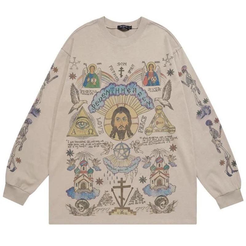 DRIPX Vīriešu Retro Streetwear T-krekls Dievu