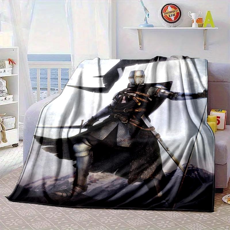 Knights Templar Symbol Blanket Flannel Blanket for Bed, Sofa, Camping, Hiking, Picnic Essentials, Gift for Family Fan Gifts