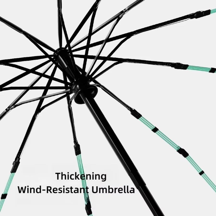 Ring Buckle Handle Windproof Strong Folding Automatic Umbrella Woman Man, 20 Ribs Anti UV Umbrella Water Resistant Parasol