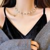 Collana con nappe a forma di cuore di perle - girocollo, catenina per la clavicola, collana per maglione moda autunno/inverno