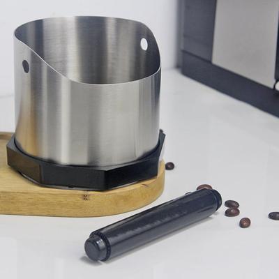 Knock Box Stainless Steel Bin With Non-Slip Base 750ml Coffee Grounds Waste Bin For Home Countertop Bar Hotel Cafe Office