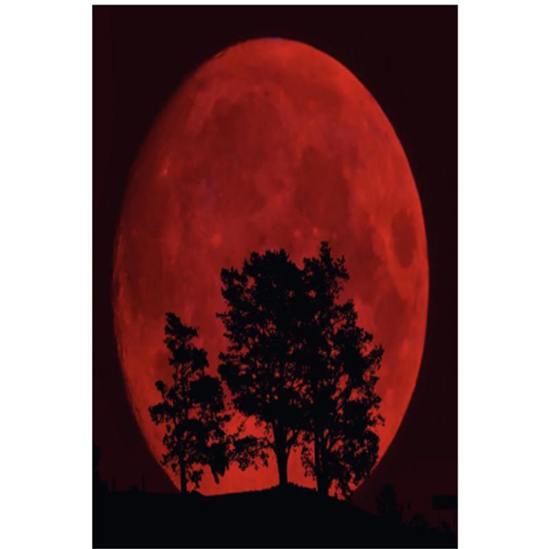 huacan 5D DIY diamantová malba Červený měsíc Diamantová výšivka Křížový steh Krajina Kamínky Mozaika Domácí dekorace