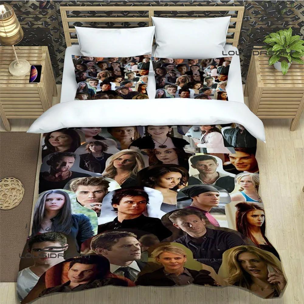 

The Vampire Diaries Comforter Bedding Set 3D print Duvet Cover Bed Set Quilt Cover with Pillowcase King Queen Size kids gift EU Single 135x200cm