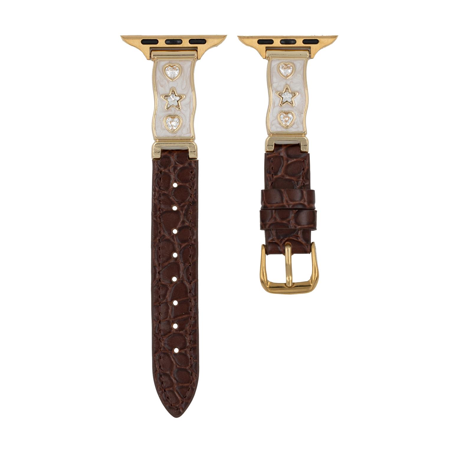 

Ремінець для Apple Watch Series 10 Ultra 9 8 7 SE 6 5 4 3 2 1 46 мм 49 мм 45 мм 44 мм 42 мм Декор цирконієм Ремінець з натуральної коров ячої шкіри Brown