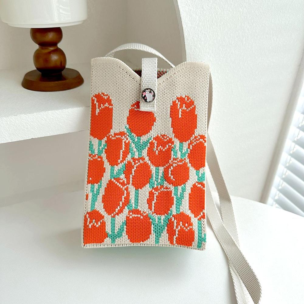 FASHION 2024 Knitted Mini Cross-Body Mobile Phone Bag Korean Versatile Student Commute Shoulder Bag Square Small Purse Handbag For Women