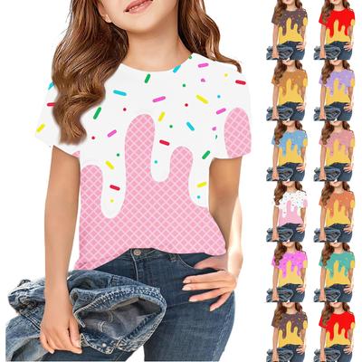 Camiseta infantil para meninos e meninas, camiseta de manga curta estampada para meninos e meninas de 2 a 12 anos
