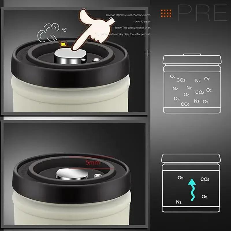 304 Stainless Steel Airtight Coffee Container Storage Canister Coffee Bean Jar Vacuum Sealed Cans food Kitchen Storage Organizer