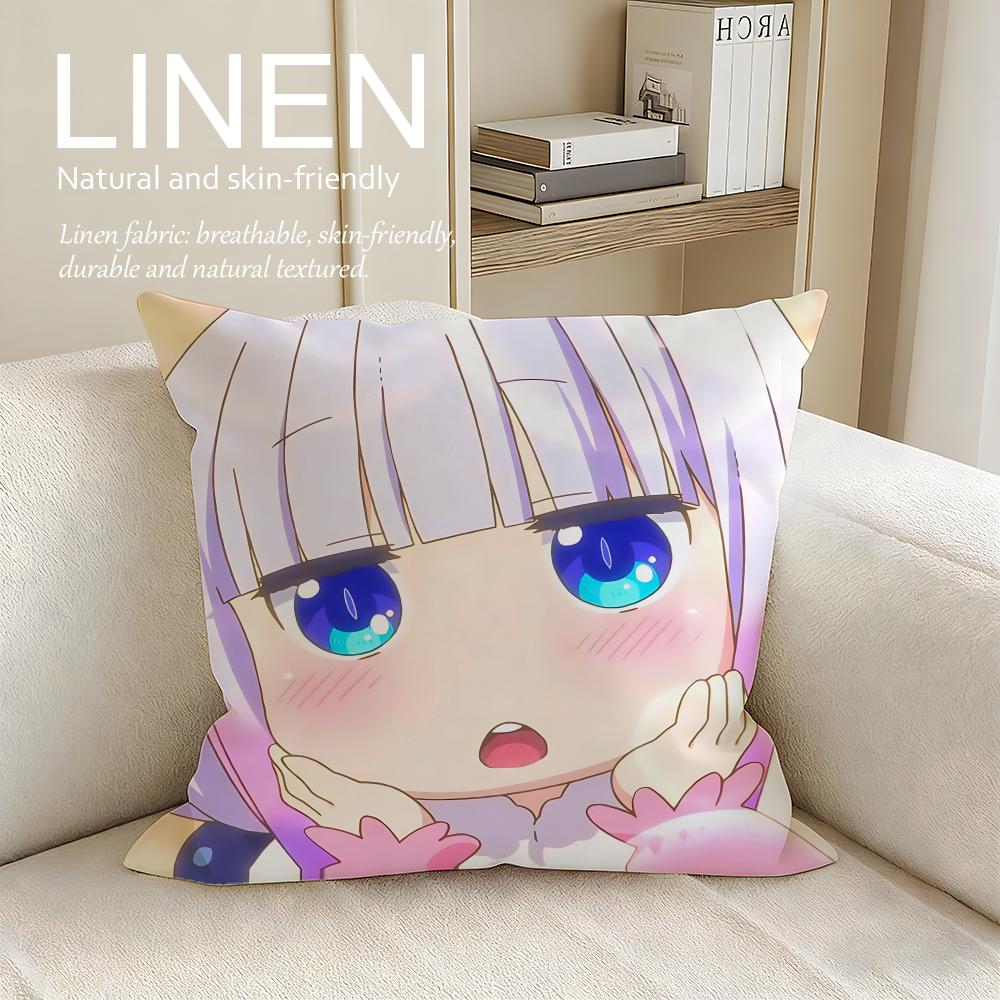 Miss Kobayashis Dragon Maid Cushion Cover Linen Decorative Pillowcase Set Pcs x Breathable Washable Sofa Cushion Cover