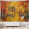 Forest Landscape Oil Painting Tapestry Aesthetic Flower Wall Hanging for Hippie Living Room Bedroom Bohemian Wall Art Decoration