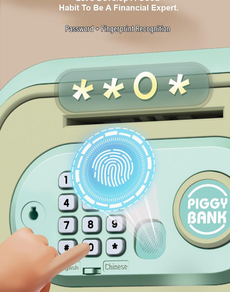 Kids' Musical Piggy Bank: Automatic Money Rolling, Password Unlock, Large Capacity Safe Toy Gift