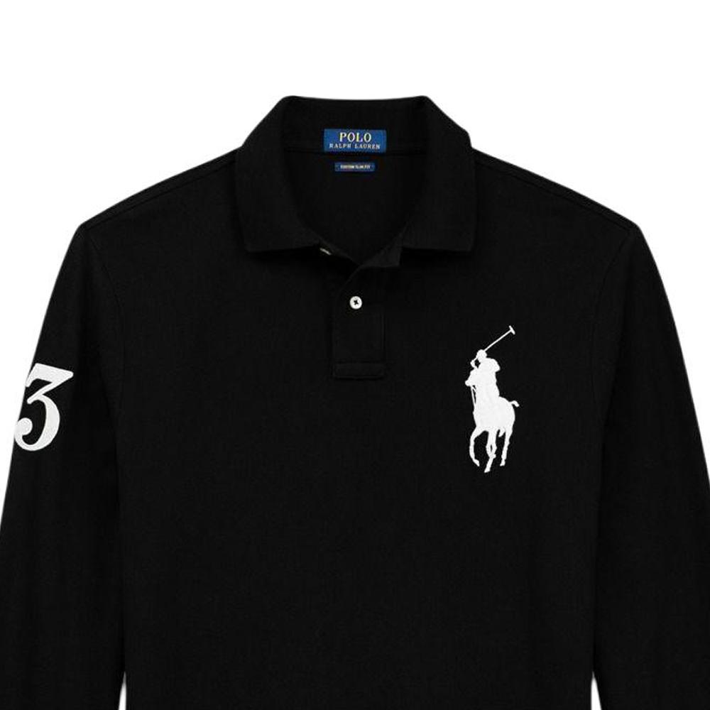 Polo Ralph Lauren Solid Color Big Pony Embroidered Logo Long Sleeve Polo Shirt Men Tops Black 710671951-002