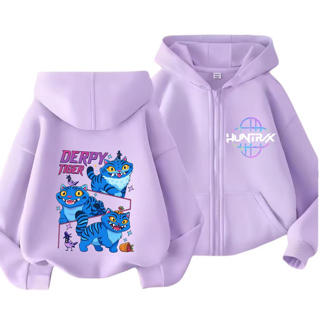 Kpop Demon Hunters Zipper Hoody Children Huntrix Rumi Zoey Cartoon Fashion Zip Sweatshirt Boy Girl Casual Tops Kids Clothes Gift