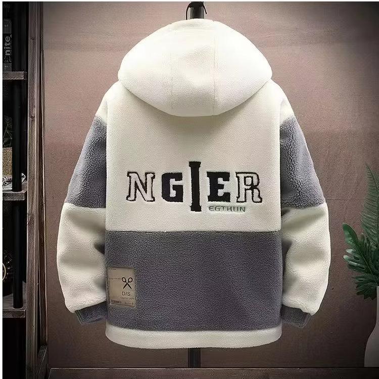 Autumn Winter Lamb Fleece Jacket Thick and Casual Men's Loose Fit Suitable for Teenagers