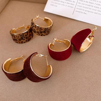 Trendy Maillard Style Leopard Print Earrings Temperament Vintage U-shaped Ear Buckle Jewelry Elegant Retro Earrings Party