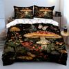 Vibrant Mushroom Grove with Fluttering Butterflies Print Bedding Set 1 Duvet Cover 2 Pillowcases for Adult and Children Gift
