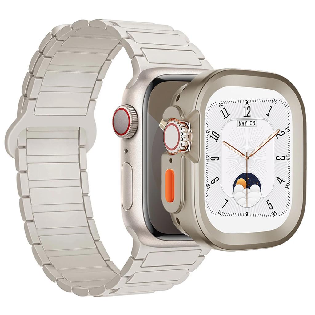 Strap+Case for Apple Watch Ultra 2 49 42 45 44 S10 46mm Magnetic Silicone Band+cover for IWatch Series 9 8 7 6 5 4 42mm 40 41mm