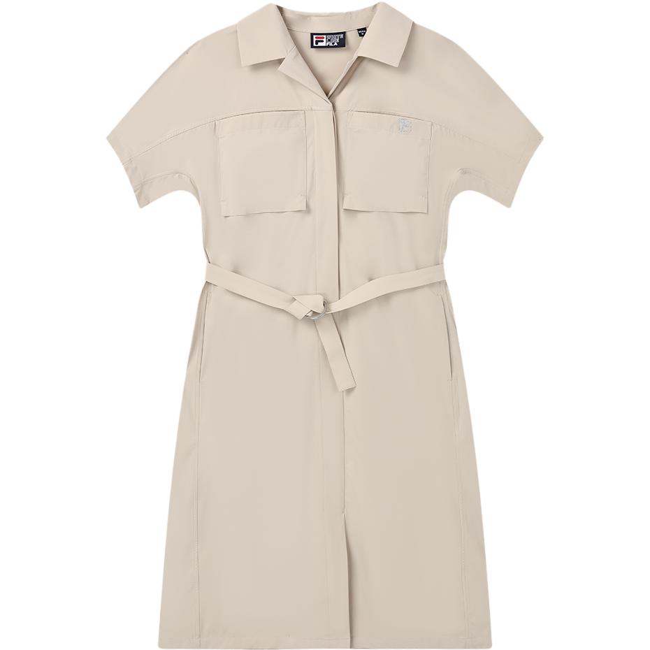 FILA Fabulous Fashionable Casual Commuter Loose Polo Short Sleeve Dress Women Dresses Georgette F11W327399F-LK