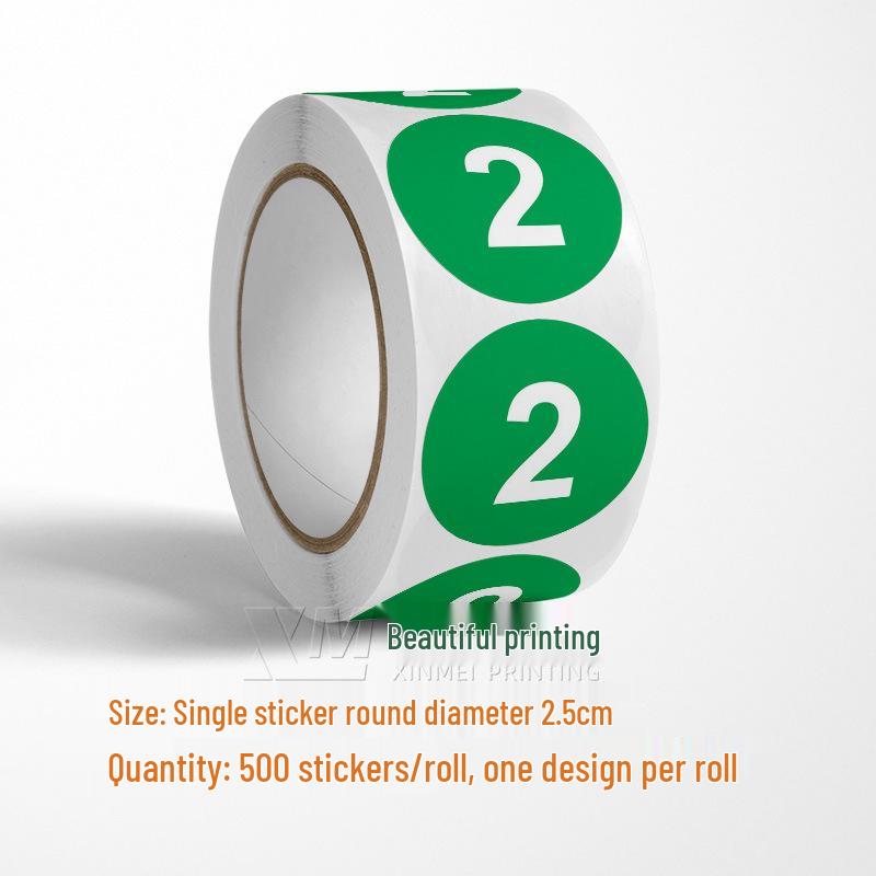 Adesivos Redondos Autoadesivos com Números 1-33 – Rolo de Etiquetas de Identificação Seriada Coloridas