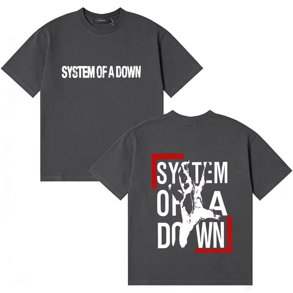 Unisex Cotton ONeck Casual TShirt System of A Down Harajuku Graphic Print Hip Hop Summer Clothing Tshirt