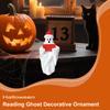Halloween Reading Ghost Decorative Ornament Resin Statue With Christmas Hat Tabletop Decor Sitting Ghost Figurine Reading A Book