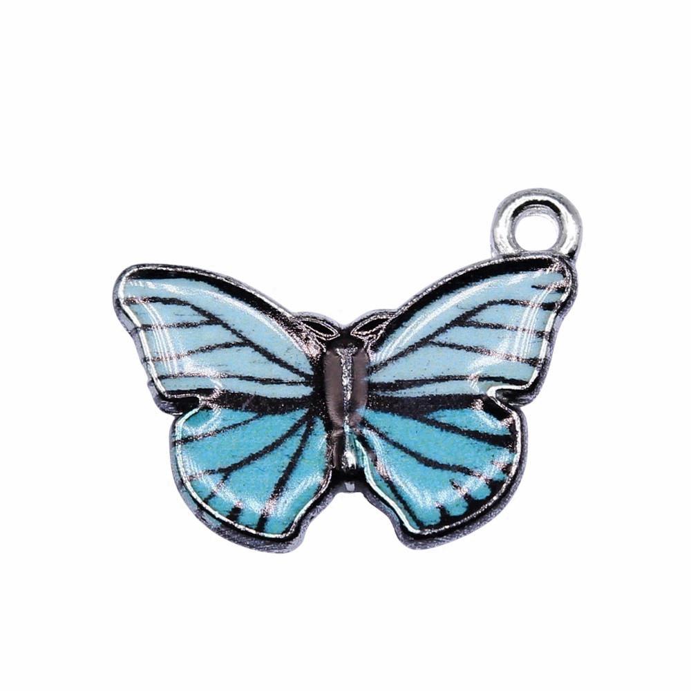 Enamel Charms Multi Color Butterfly Pendants For Floral Themed Jewelry