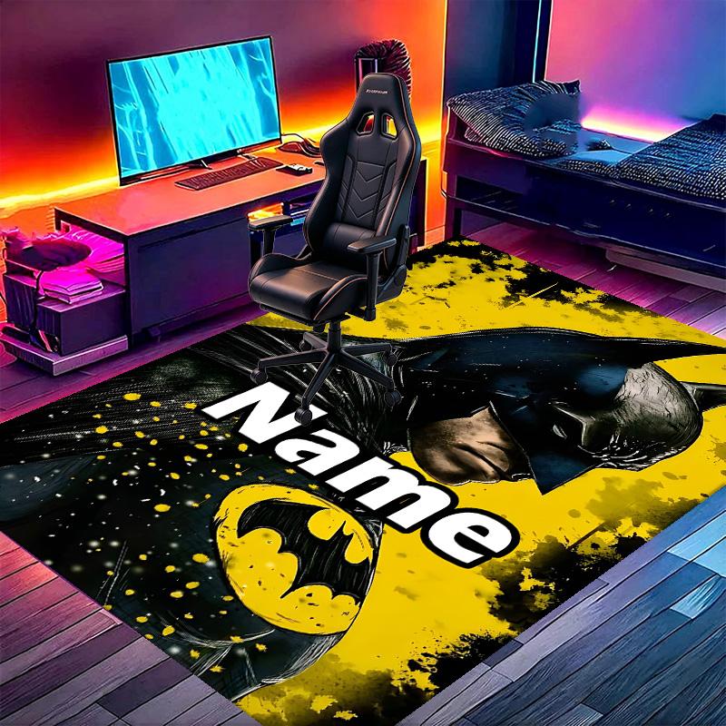 Custom Name Personalized Batman Print Carpet, Versatile Home Decor Rug, for Playroom, Apartment, Balcony, Entryway, Hallway Gift