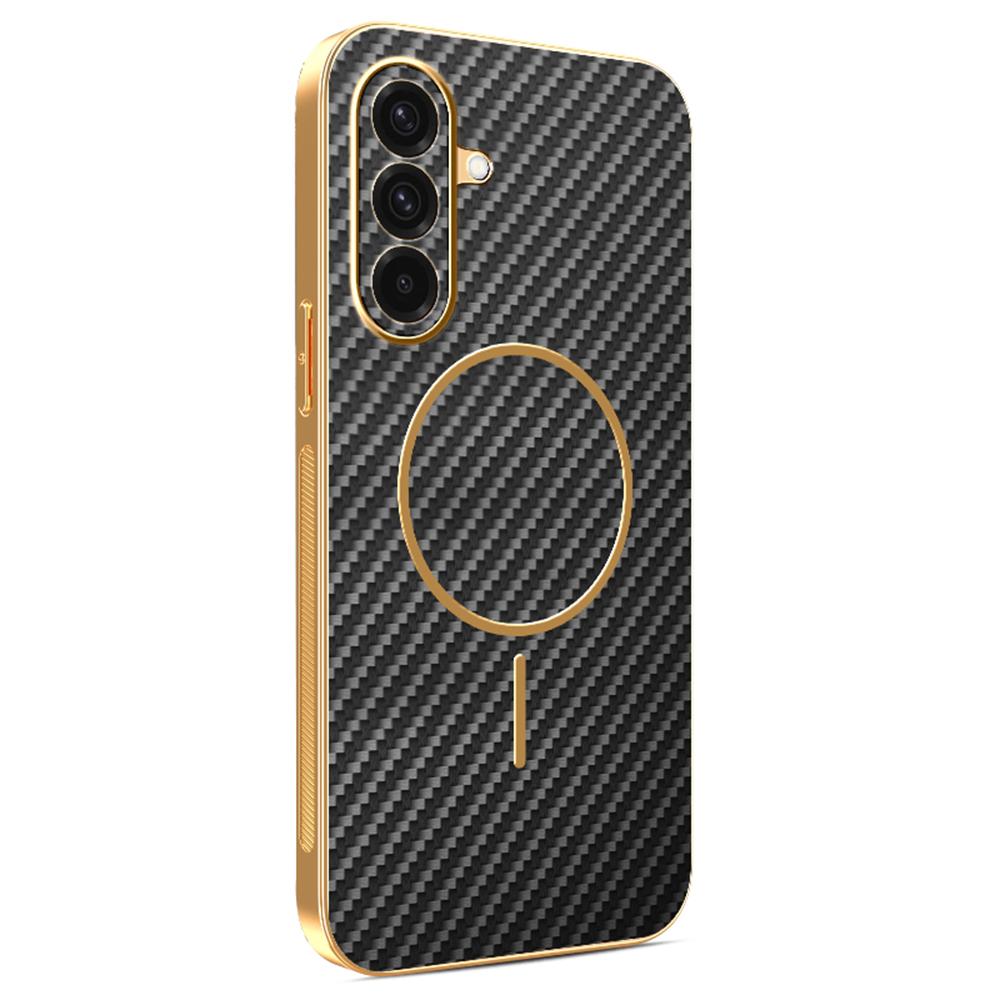For Samsung Galaxy A36 5G Phone Case Carbon Fiber Textured Electroplated TPU Back Cover