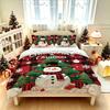 3 Pcs Christmas Duvet Cover Set Snowman Red Black Plaid Snowflake Print Warm Cozy Bedding Set for Home