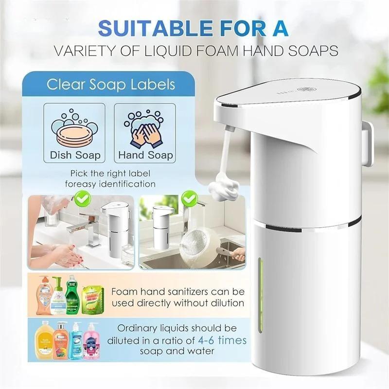 350ml Touchless Automatic Foaming Soap Dispenser USB Rechargeable 4-Level Adjustable Electric Soap Dispenser for Home Bathroom