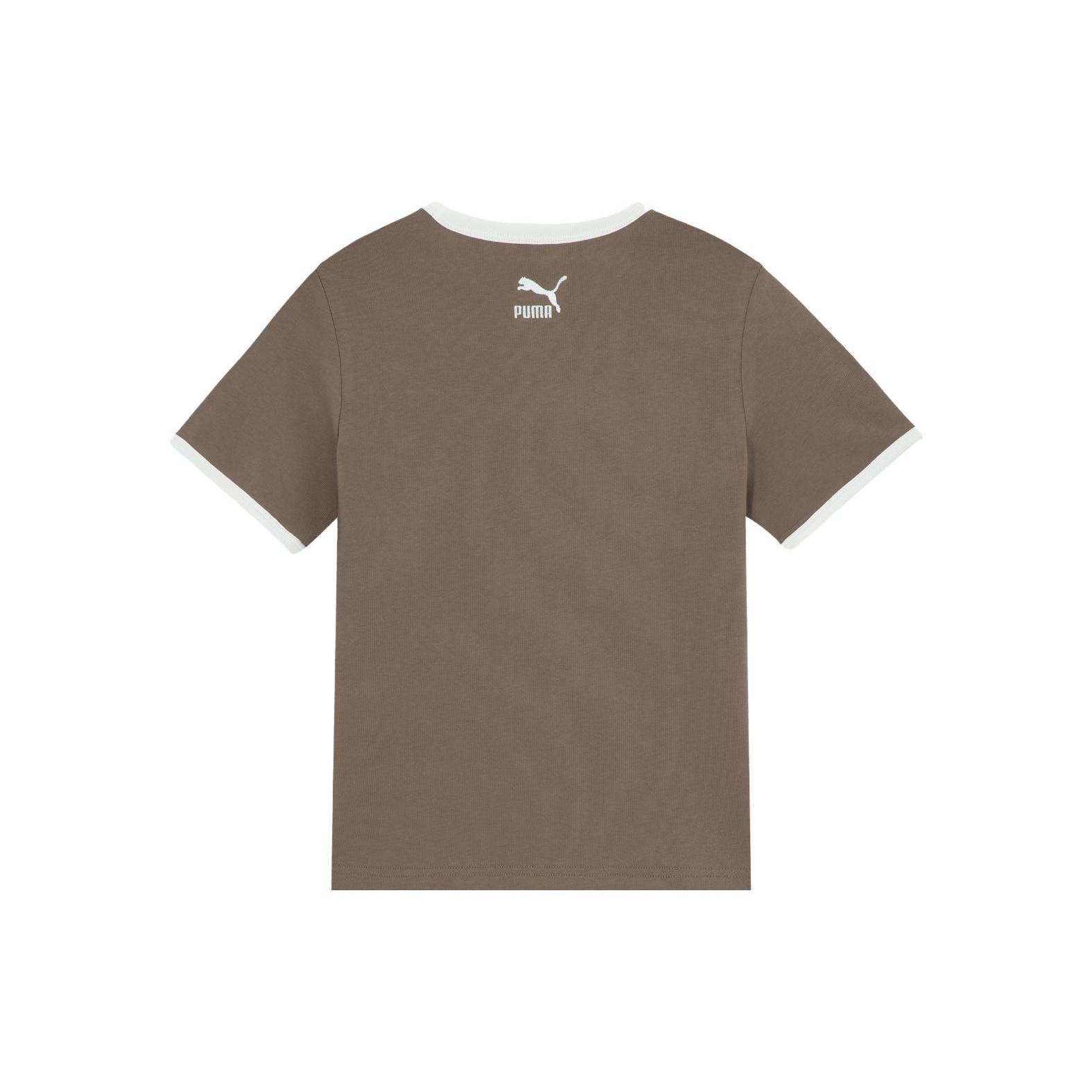 

New PUMA Set in Sleeve T Shirt Women s Taupe 622972-89 L