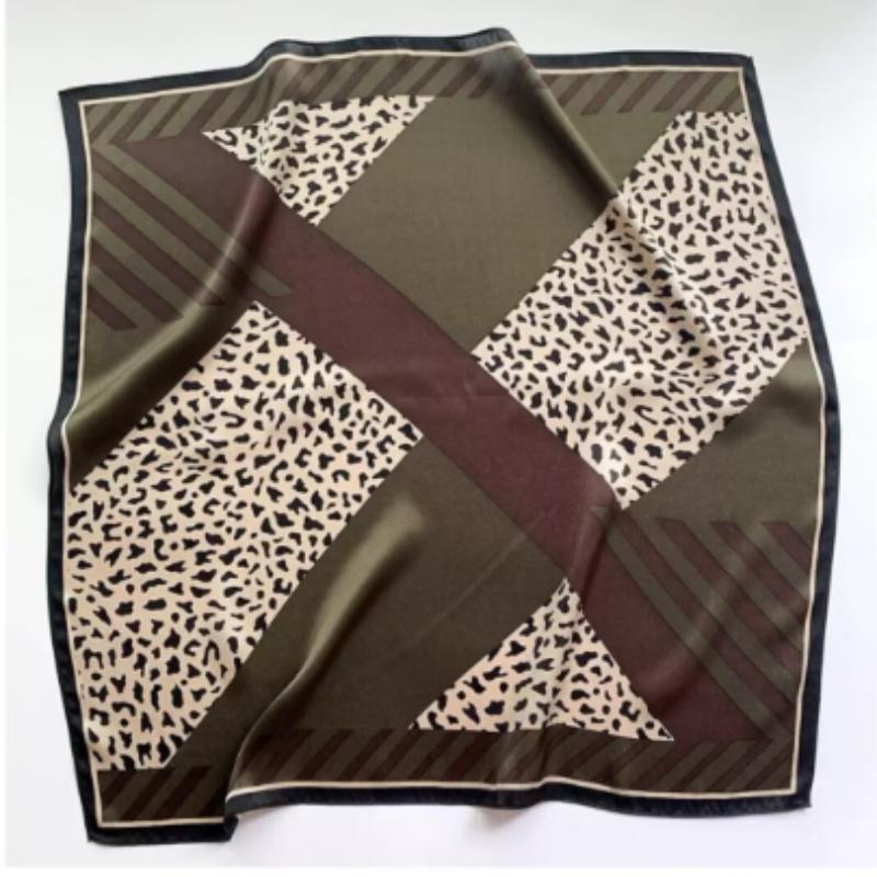 

68Cm Colorful Natural Plant Printed Square Scarf Women S Simulated Silk Printed Scarf High-Quality Shawl Headscarf