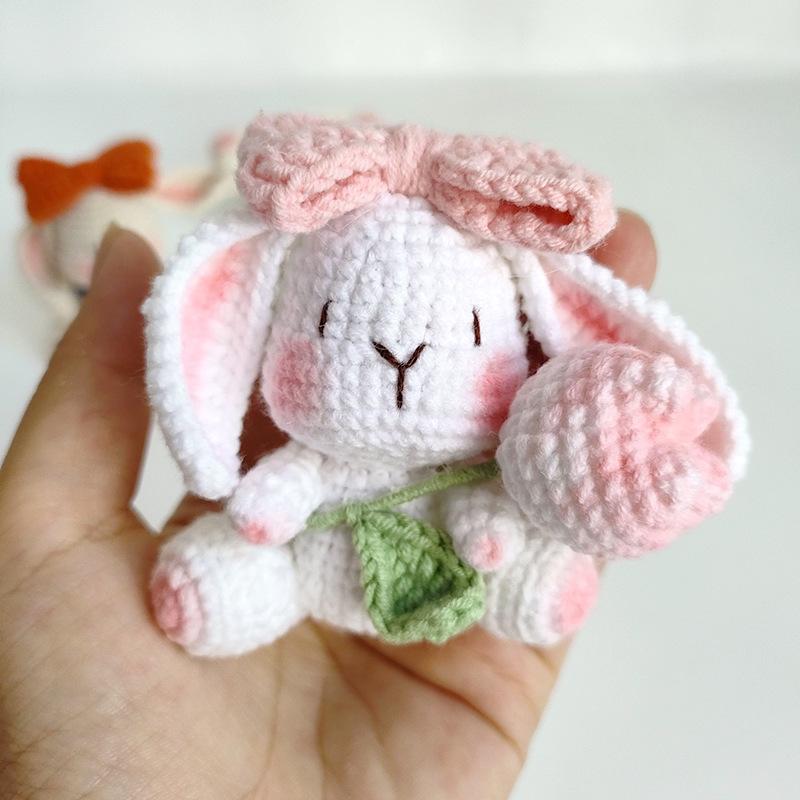 Handmaking Crochet Rabbit Doll Keychain For Gifts Cute Animal Doll Crochet Keychains Knitting Kitten Keyrings Custom