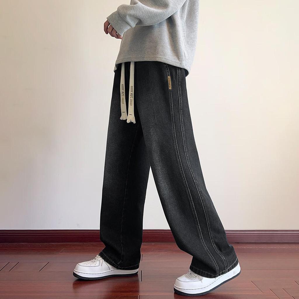 TonLion Autumn And Winter Men's Side-Slit Straight-Leg Jeans