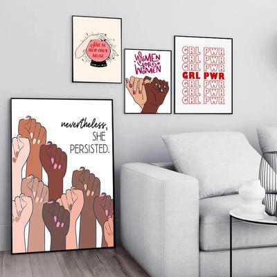 Nordischer Feminismus, Leinwandposter, Girl Power Stick-Zitate, Kunstdrucke, Brustlinien, Vielfalt, Wandbilder, geeignet als Toilettendekor