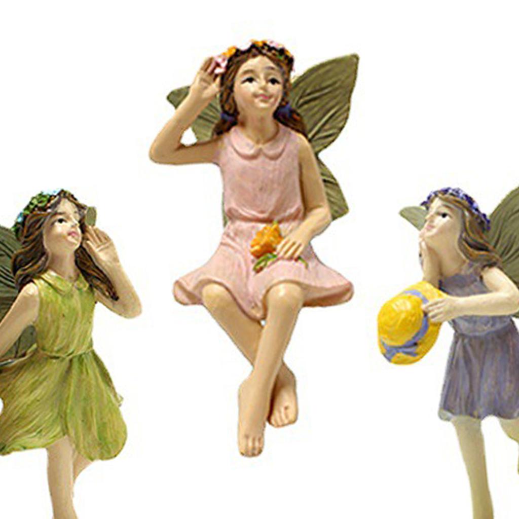 5PCS Miniatur Feen Figuren Synthetische Harz Mini Blume Fee Skulptur Pflanzer Ornamente für