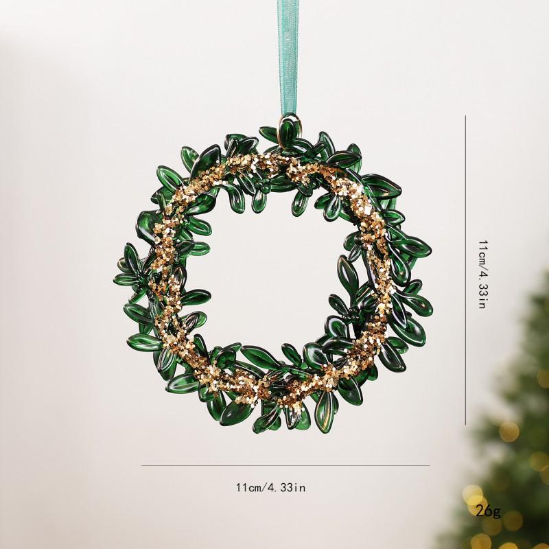 Matte Green Gradient Snowflake Christmas Tree Ornament PET Acrylic Hanging Decor Holiday Home Decoration