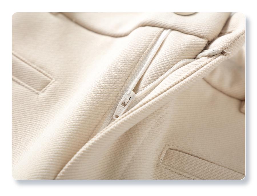 Women's Beige Wool Wide-Leg Pants - Autumn/Winter 2024 Cashmere Blend, Loose & Comfortable.
