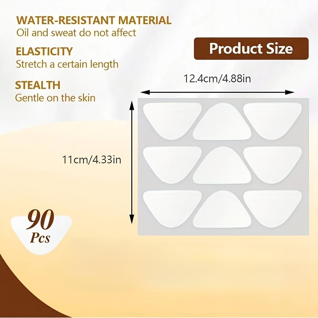 90Pcs Facial And Forehead Wrinkle Patches - Small Patches Suitable For Eyes Lips And Forehead - Triangular Non-Facial Tape Ideal For Treating