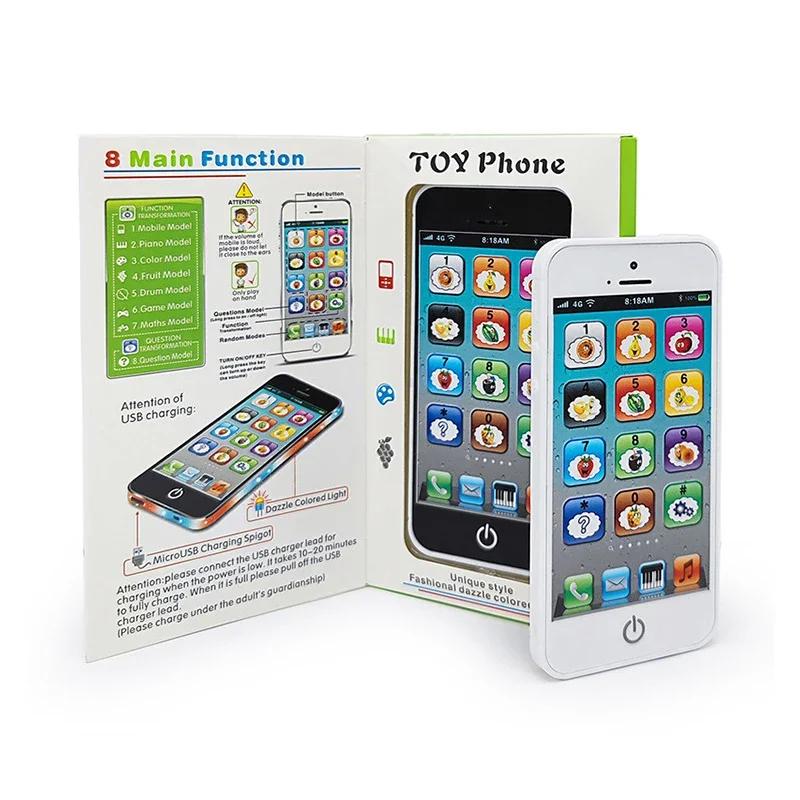 Téléphone de Simulation pour Enfants Bébé Musical Jouets Éducatifs Précoces Apprentissage de l'Anglais llphone avec Lumière Son Mobile Jouet Vocal