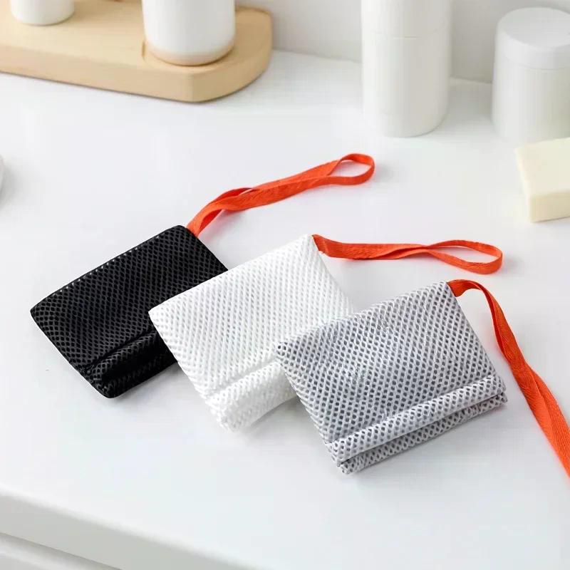 1 PCS Bath Cleansing Foaming Net Double-Sided Square/Oval Soap Bag Body Exfoliating Scrubber Sponges Bathroom Mesh Soap Pocket