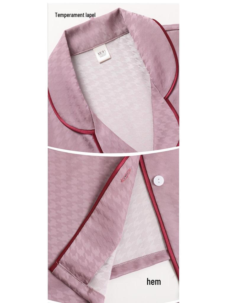 2022 Summer Ice Silk Couple Pajamas Set - Short Sleeve & Long Pants for Men & Women