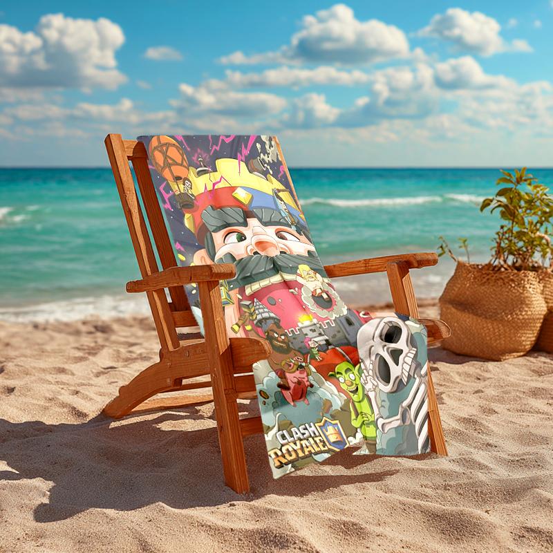 Ultra-Soft Beach Towel with Clash Royale Theme,Ideal for Pool - Camping, Diving - Perfect Travel Essential, Vibrant Beach Towel.