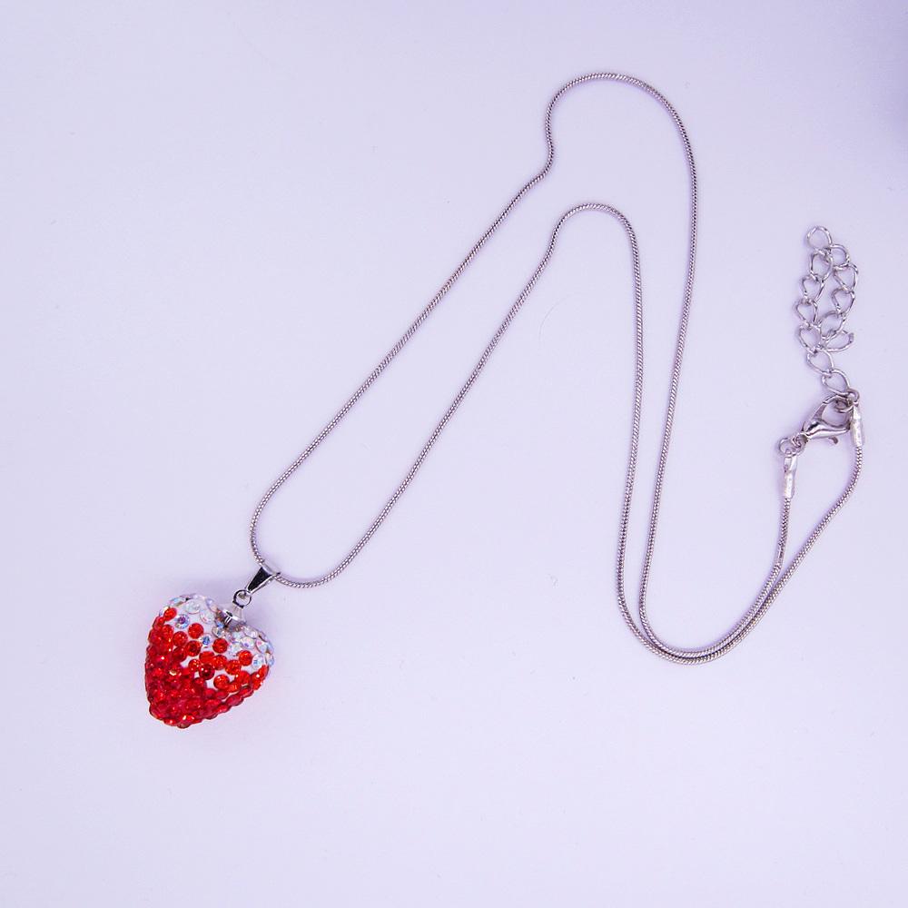 Women Spring Summer Lovely 16*18MM Pink&Red Color High Quality Rhinestone Strawberry Charm Pendant Chain Necklace Gift For Girl