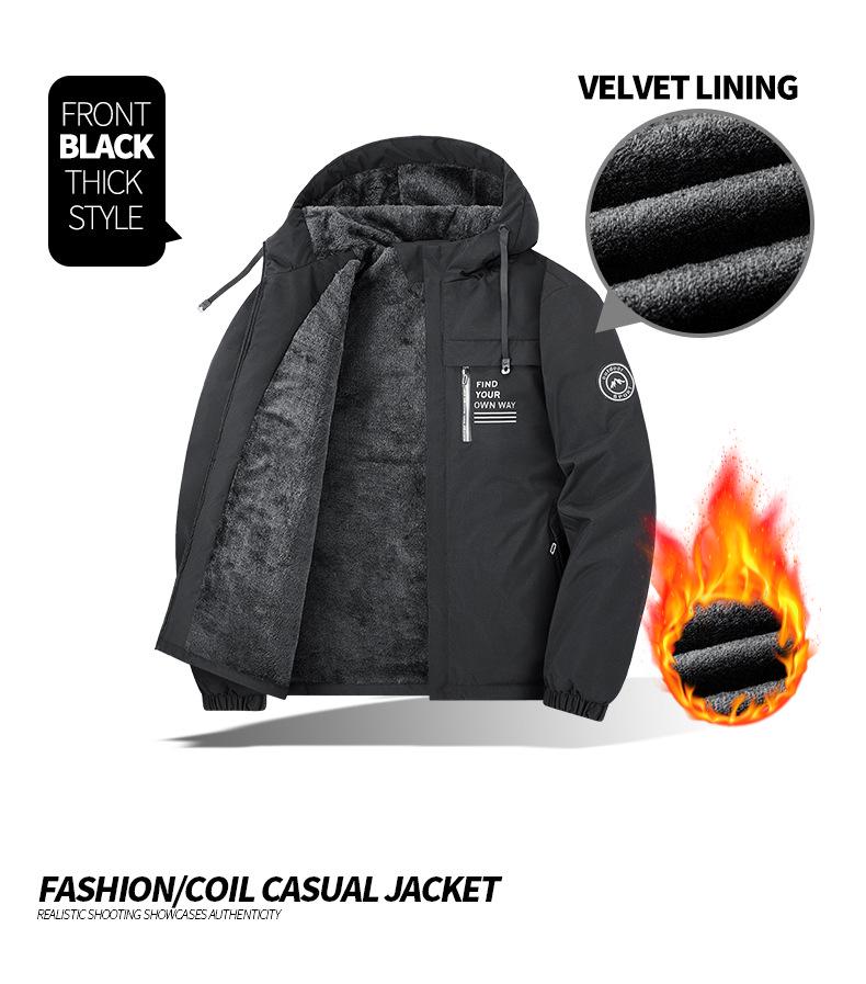 Men's Spring/Autumn Lightweight Hooded Workwear Jacket - European Size, Loose Fit, Casual Single-layer