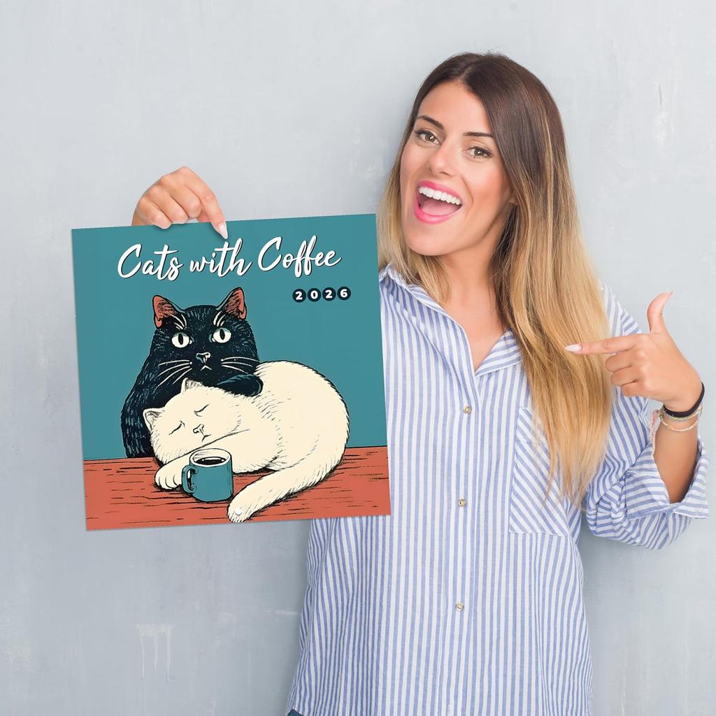 2026 Wall Calendar - 2026 Calendar, January - December 2026, 12" x 24" (Open), Cats Calendar 2026 with Hanging Hole for Home & Office