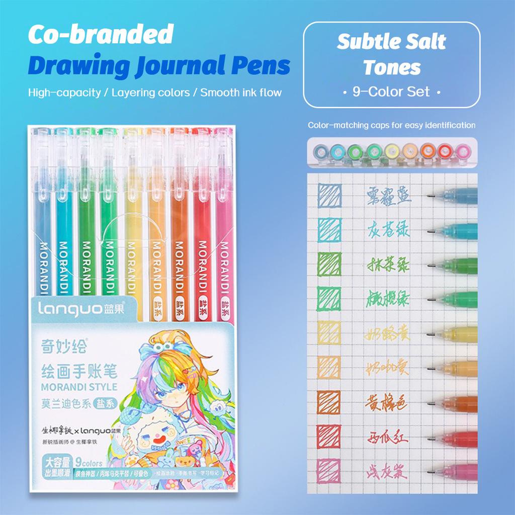 6/9pcs Set Languo Morandi Gel Pens 0.5mm Kawaii Pastel Set for Students Diary Scrapbook Painting & Drawing Pen School Supplies
